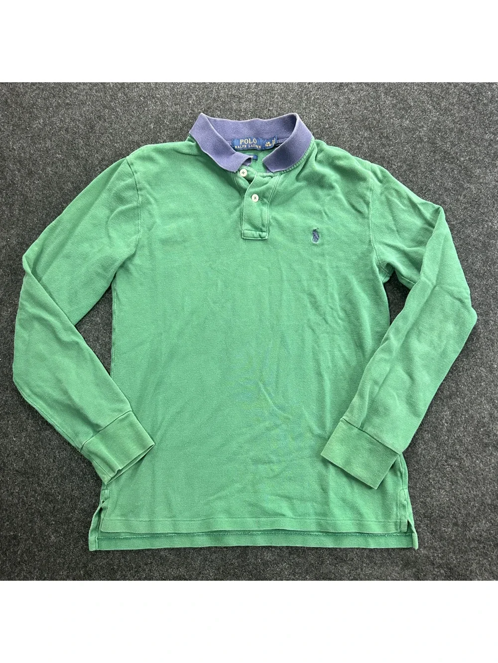 Polo Ralph Lauren Youth Large 14-16 Green Long Sleeve Polo Shirt Slim Fit